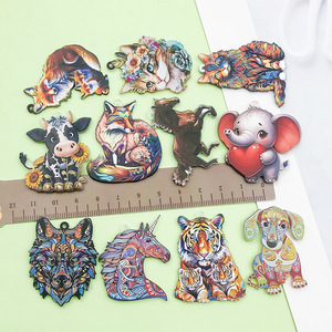 Colgantes de animales de acrílico coloridos, con estampado de dibujos animados de doble cara, accesorios de joyería DIY, dijes temáticos para proyectos creativos, unisex - Product Image 3