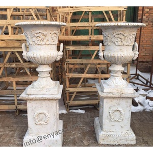 Pots à fleurs en fonte pour patio, hauteur 2 m, taille <span class=keywords><strong>grande</strong></span>, avec piédestal / Grands bacs à plantes d'extérieur - Product Image 4