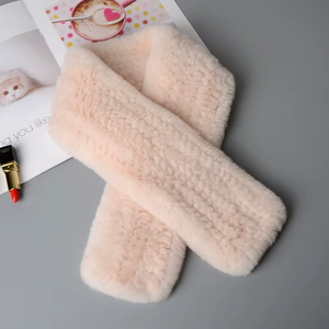 Bufanda tejida de piel de conejo Rex Simple de moda 2025 de doble cara cruzada cálida de Invierno para mujer - Product Image 2