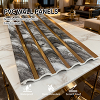 Panel de Pared de PVC Ignífugo e Impermeable con Estampado en Caliente, Panel de Pared Interior con Efecto Metálico de Lujo para Espacios Comerciales
