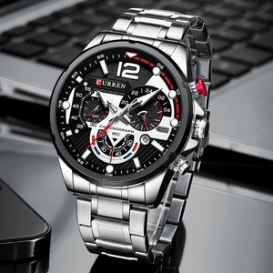 Montres à quartz CURREN 8395 pour hommes, montres de sport décontractées avec cadran chronographe en acier inoxydable et aiguilles lumineuses - Product Image 6