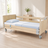 Lit médical multifonctionnel en bois et métal pour soins à domicile, certifié ISO CE, lit électrique très vendu avec 4 roulettes de luxe