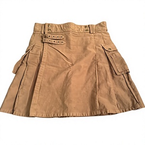 Men's Khaki Cotton Cargo Skirt With Pockets And Belt Detail Regular Fit - Product Image 1