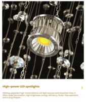 JYLIGHTING Lustre moderne en cristal en spirale, cascade, luminaire LED encastré de luxe pour plafond haut, escalier