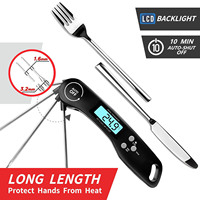 Termometer daging Digital layar LCD, pengukur suhu makanan instan membaca makanan dengan lampu latar untuk dapur BBQ air susu memasak makanan