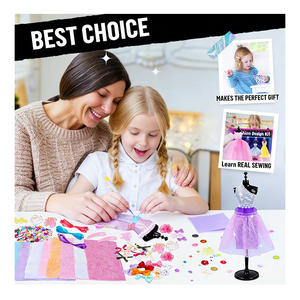 Kit d'artisanat pour enfants, conception de vêtements de mode, mannequins en plastique moulés sous pression, modèles de tissus, ciseaux de mesure, cadeau - Product Image 3