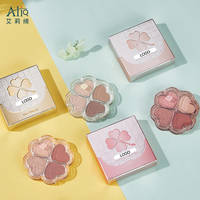 Palette d'ombres à paupières Pastel en forme de cœur, 4 couleurs, emballage personnalisé, Base de peinture, bricolage quotidien, maquillage, couleur terre, papillon