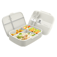 Boîte à bento en plastique hermétique, compatible micro-ondes, grande capacité, facile à nettoyer, multi-compartiments, pour adolescents