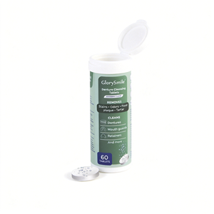 טבליות ניקוי תותבות GlorySmile סיטונאיות, מותג פרטי, 60 יחידות, בטעם מנטה, תוסף תזונה תוסס לניקוי ריטיינר, מסיר כתמים - Product Image 3