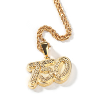 Pendentif personnalisé en or plaqué Uwin, plaque de nom DIY, numéro d'angle, pendentif mat, bijoux hip-hop
