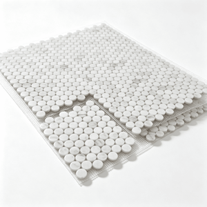 Mosaico de mármol blanco redondo de 36 mm, chip redondo de 10 mm de grosor para decoración de paredes y suelos de baño, muebles de baño - Product Image 4