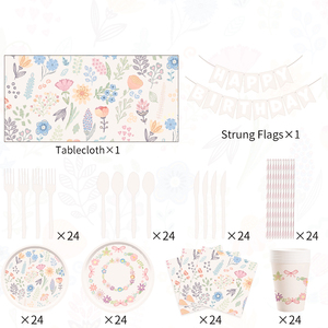 ชุดจานดอกเดซี่ลายดอกไม้แบบใช้แล้วทิ้ง DAMAI ชุดอุปกรณ์ปิกนิกสำหรับเด็ก ชุดตกแต่งงานวันเกิดเด็ก - Product Image 3