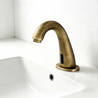 Robinet de lavabo automatique à capteur sans contact en cuivre antique de qualité supérieure, à montage monotrou, pour salle de bain