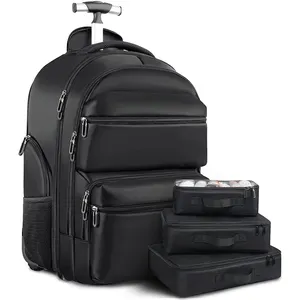 手推车行李旅行背包20.8英寸旅行商务滚动背包带轮子，适用于17.3英寸笔记本电脑
