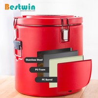 Seau isotherme en acier inoxydable pour café, lait, thé, boissons, 20-60L, pour la restauration, bar, distributeur de boissons, baril isolé en plastique