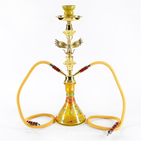 Pipe à eau en verre en forme d'aigle de taille moyenne, ensemble complet d'accessoires créatifs pour chicha arabe à double tube