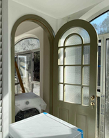 Porte simple de luxe américaine, design moderne, dessus arrondi, design cintré, finition bois imperméable pour maisons et appartements