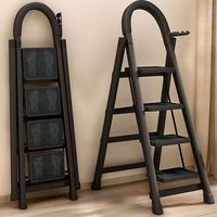 Escalera Plegable de 4 Peldaños, Resistente, Antideslizante, Resistente al Óxido, Taburete Metálico Robusto para Almacén, Hogar y Taller