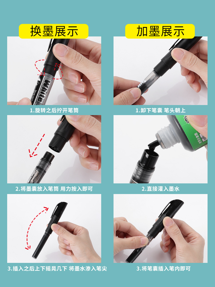 Non-toxic Whiteboard Pen Dry Erase Marker Ink Refillable Whiteboard Marker for School and Office