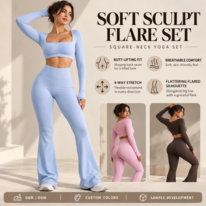<span class=keywords><strong>Leggings</strong></span> Deportivos OEM, <span class=keywords><strong>Leggings</strong></span> de Gimnasio, <span class=keywords><strong>Leggings</strong></span> de Cintura Alta con Efecto Levanta Glúteos, Pantalones de Yoga, Ropa Deportiva, <span class=keywords><strong>Leggings</strong></span> de Yoga <span class=keywords><strong>Acampanados</strong></span> para Mujer - Product Image 2