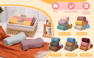 Wholesale 70% Bamboo 30% Cotton Baby Muslin <b>Swaddle</b> <b>Blankets</b> 47x47inch All-Season Newborn Receiving <b>Blanket</b> for Boys and Girls - Product Image 5