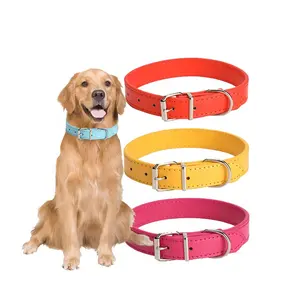 Imitation leather waterproof and adjustable basic style dog collar charm fashion custom leather dog collar