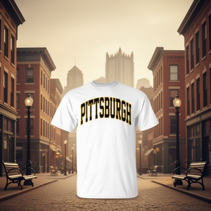 T-shirt classica Pittsburgh Throwback, design nero e oro, taglia unisex per adulti - Product Image 3