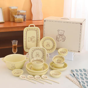 Cute Things Creative Cartoon Vajilla Pink Dinner Plate Bear Ceramic Bowl Plate Set - Product Image 5