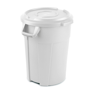 Cestino per Rifiuti Rotondo 85 L Bianco con Coperchio per Uso Interno ed Esterno - Product Image 1