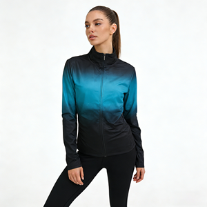 Conjunto Deportivo para Mujer <span class=keywords><strong>Galaxy</strong></span> Glitter Gradient |   Chaqueta de rendimiento con cremallera completa para animación y baile, servicio OEM, Spandex/Poliéster - Product Image 6