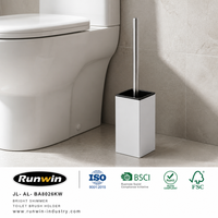 Organisateur de salle de bain moderne sur pied en aluminium avec support et gobelet pour brosse de toilette en plastique