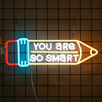 Neonawall You Are Smart Neon Sign, enseigne néon LED à intensité variable, éclairage néon en forme de crayon, indice de protection IP65, garantie de 2 ans, pour la décoration murale de la salle de classe, du bureau d'étude