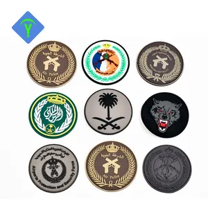 Saudi Arabian Emblem Embossed Logo PVC 3D Soft Rubber Patches Badges For Garment