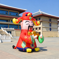 Mascotte gonflable publicitaire colorée en tissu Oxford, représentant le Dieu de la Richesse assis avec lingot, Cai Shen pour le Nouvel An Chinois
