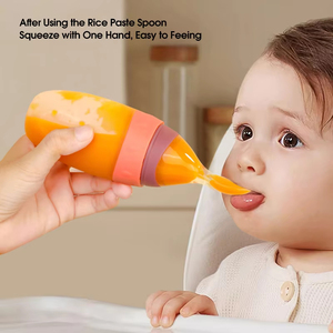 Biberon <span class=keywords><strong>3</strong></span>-en-1 multifonctionnel en silicone de qualité alimentaire pour bébé, avec cuillère, pour riz, céréales, fruits et <span class=keywords><strong>lait</strong></span> - Product Image 3