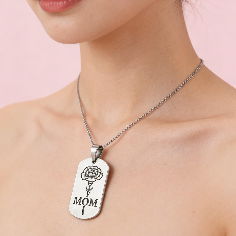 Stainless Steel Mother's Day Commemorative Gift - MOM Pendant with ...