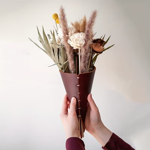 Vase mural en cuir pour la maison, grand porte-bouquet, support mural pour fleurs en cuir PU, décoration murale pour plantes, présentoir pour plantes <span class=keywords><strong>a</strong></span>ériennes - Product Image 2