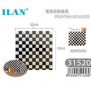 Adesivi per Piastrelle Ilan Autoadesivi 30x30cm, Motivo a Scacchiera per Decorazione Cucina e Bagno - Product Image 1
