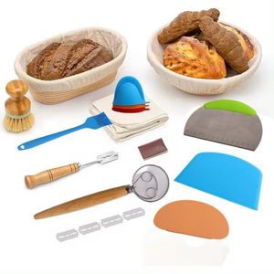 Custom Leavened Bread Basket Dough <b>Set</b> 10 "oval and 9" Breadboard, Bowl Scraper, Dough Scraper Kit - Product Image 3