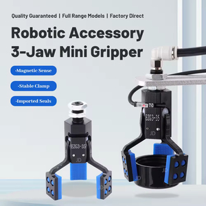 Pinza Robótica Neumática de 3 Mandíbulas Mini J1060 con Almohadillas de Silicona Antideslizantes y Ranura para Interruptor Magnético - Product Image 2