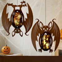 Lanterne en bois de chauve-souris moderne et écologique personnalisée pour Halloween, lumière suspendue pour la maison et le jardin, pour les fêtes et les fournitures de vacances
