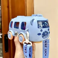 Bouteille d'eau en plastique de 500 ml avec paille, motif voiture jouet mignonne, grande capacité, pour intérieur et extérieur, sans BPA, pour enfants, idéale pour l'été