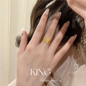 Anillo de Mariposa King Silver Jewelry, Plata de Ley S925, Chapado en Oro, con Incrustaciones, para Uso Diario de Mujeres - Product Image 5