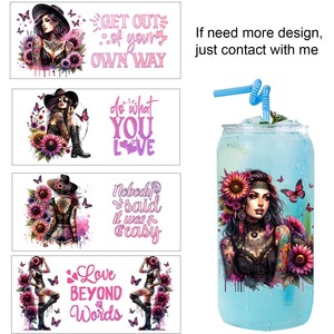 Vente en gros de divers motifs de wraps pour gobelets en verre de 16 oz, wraps pour canettes, motifs de dessins animés, fleurs, animaux, wraps Libbey, transferts pour gobelets - Product Image 6