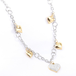 Collier avec pendentif en forme de cœur, ton or, incrustation de cristal de 18 mm, bijoux à porter au quotidien - Product Image 3