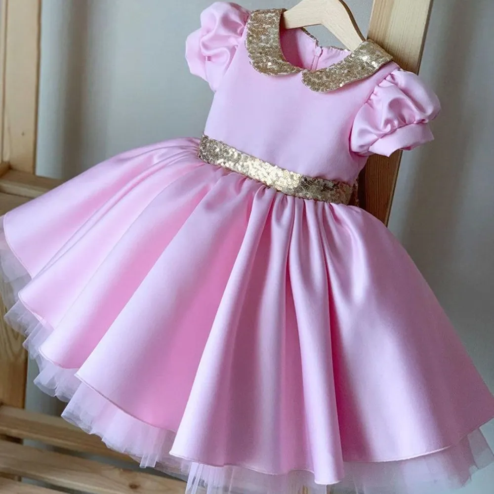 pink flower girl dress march collection kids party dress