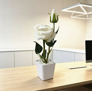 Bonsái Artificial de Dos Rosas con Perlas en Maceta, Flor Artificial Realista Hecha a Mano para Regalo del Día de San Valentín, Decoración para Cena a la Luz de las Velas - Product Image 4