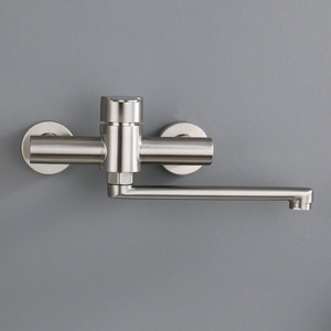 Wall Mounted Single Handle 304 Stainless Steel Kitchen Faucet With Extended Spout And 360 Degree Rotation - Product Image 2