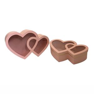 Chengruo 2 Piece Box Double love Box Heart Packaging Paper Box With Transparent Window for Flower Gift Mom <strong>Valentine</strong> <strong>Chocolate</strong> - Product Image 4