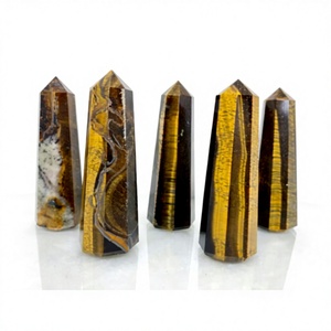 Obelisco de Ojo de Tigre Natural Pulido de Alta Calidad, Tallado para Feng Shui, Escultura Europea, Decoración Festiva - Product Image 1